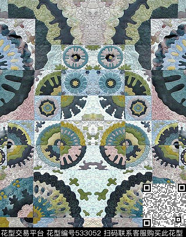 田园森系手作布面拼接原创时尚数码印花华亿平台下载（图片编号: 533052） - 瓦栏（Walan）