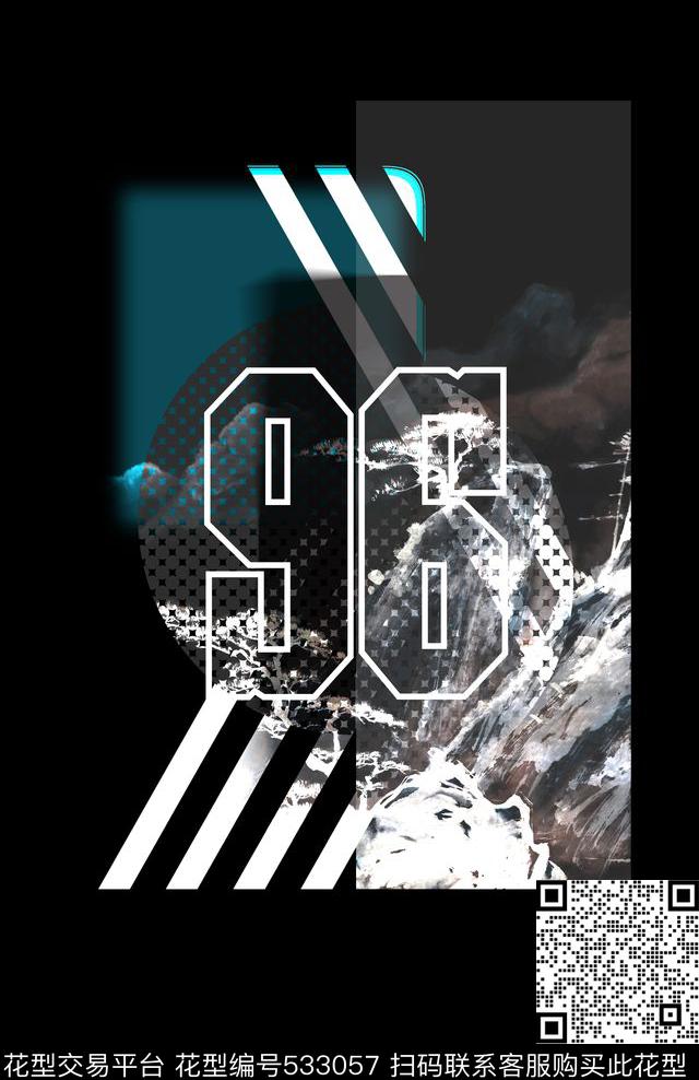 时尚条子方块数字运动男装卫衣T恤数码印花华亿平台下载（图片编号: 533057） - 瓦栏（Walan）