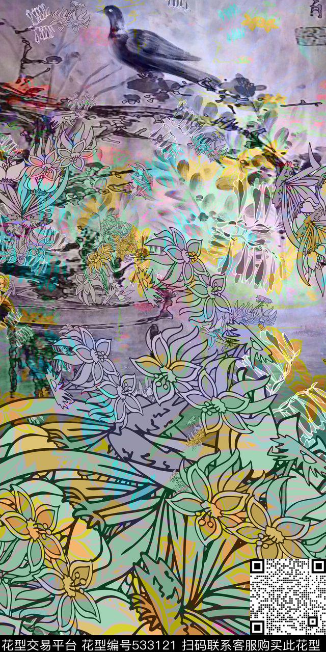 定位花花卉家纺数码印花华亿平台下载（图片编号: 533121） - 瓦栏（Walan）
