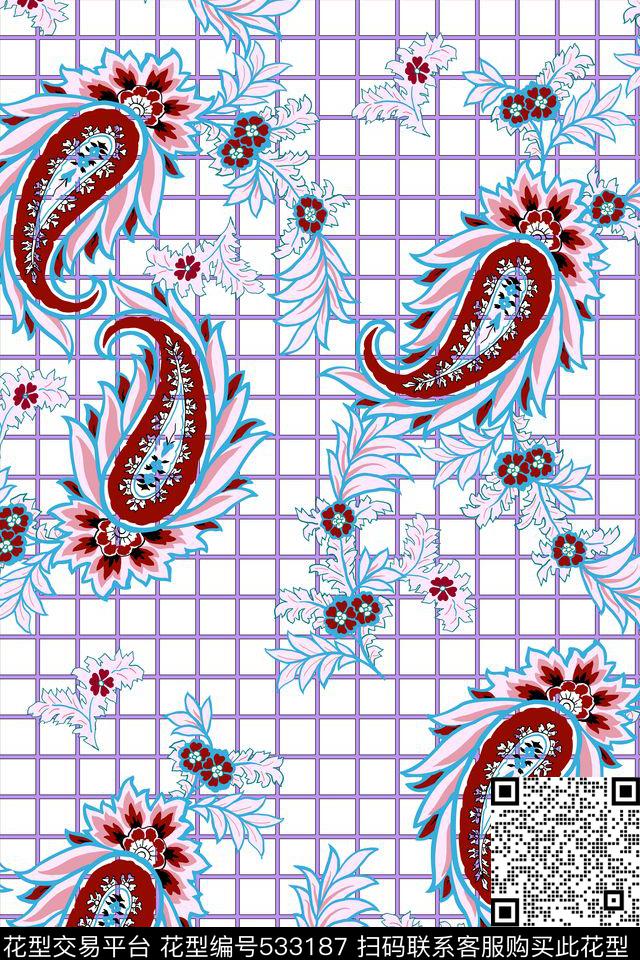 L.D~几何格子条纹原创L.D~手绘传统印花华亿平台下载（图片编号: 533187） - 瓦栏（Walan）