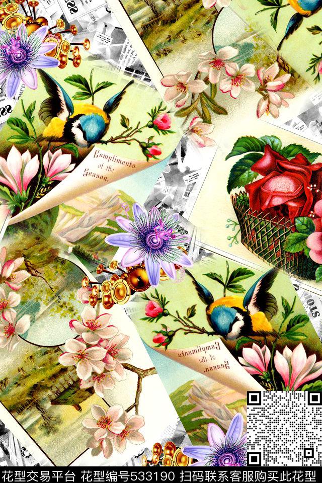 抽象几何拼接数码印花华亿平台下载（图片编号: 533190） - 瓦栏（Walan）