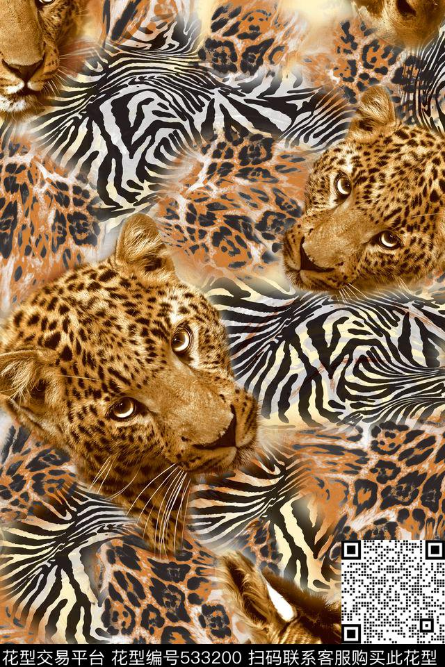 女装潮流时尚大牌豹子头数码印花华亿平台下载（图片编号: 533200） - 瓦栏（Walan）