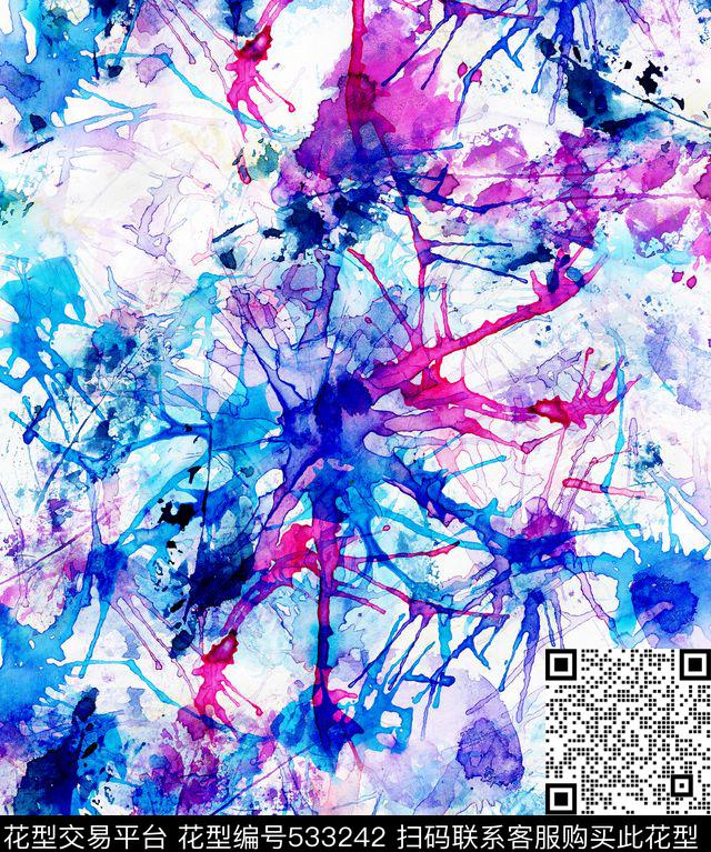抽象肌理炫彩数码印花华亿平台下载（图片编号: 533242） - 瓦栏（Walan）