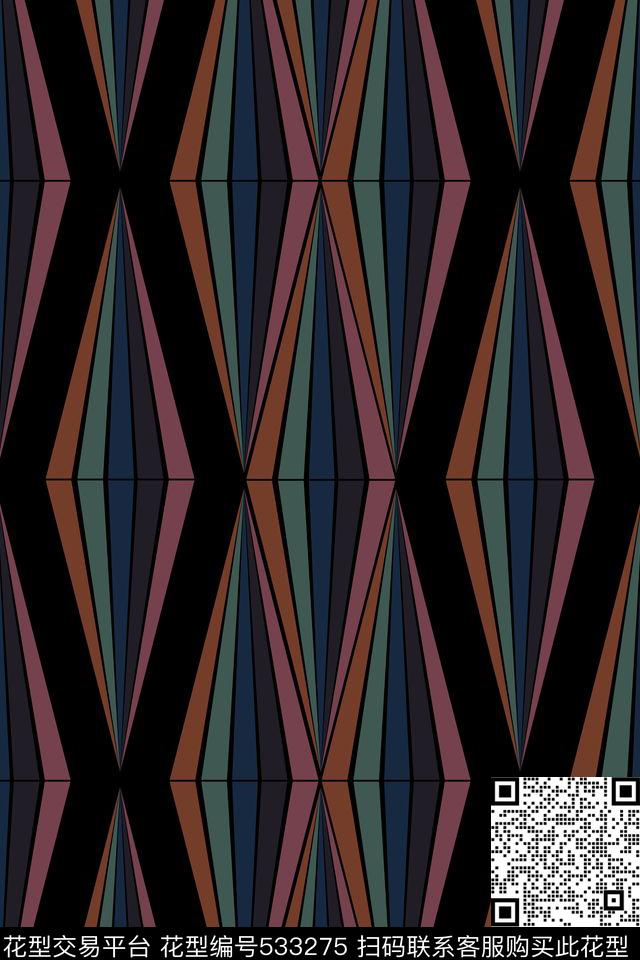 低调几何深沉传统印花华亿平台下载（图片编号: 533275） - 瓦栏（Walan）