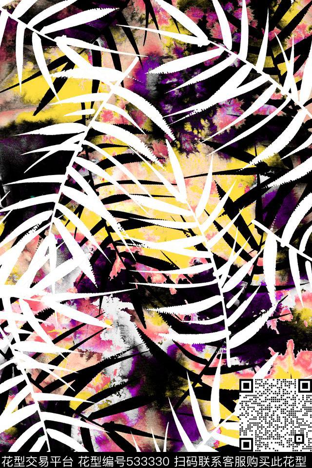 潮流抽象大牌数码印花华亿平台下载（图片编号: 533330） - 瓦栏（Walan）