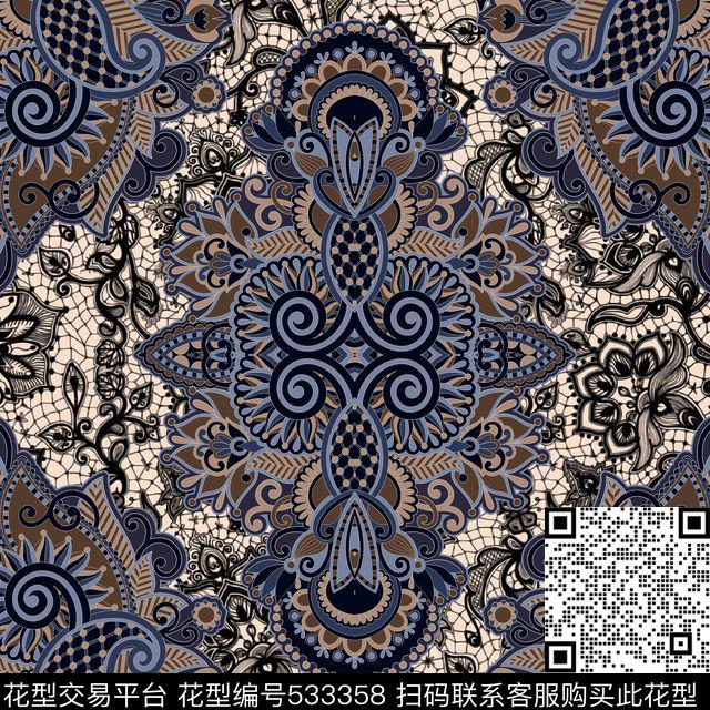 抽象艺术腰果线条纹理传统印花华亿平台下载（图片编号: 533358） - 瓦栏（Walan）