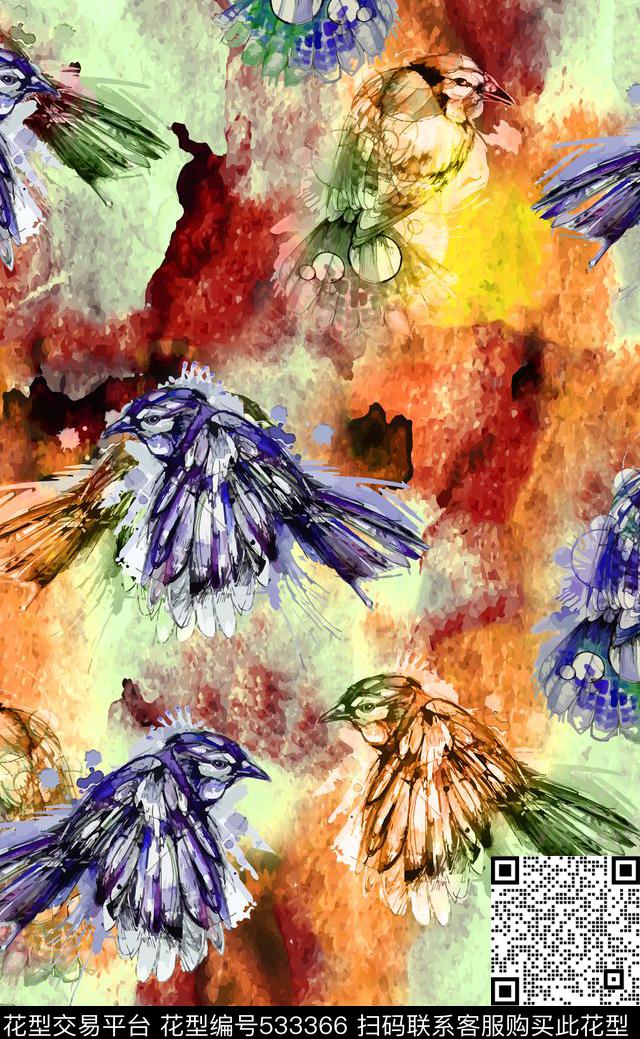 水彩沙发布窗帘布数码印花华亿平台下载（图片编号: 533366） - 瓦栏（Walan）