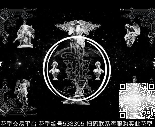 T恤巴洛克雕塑数码印花华亿平台下载（图片编号: 533395） - 瓦栏（Walan）