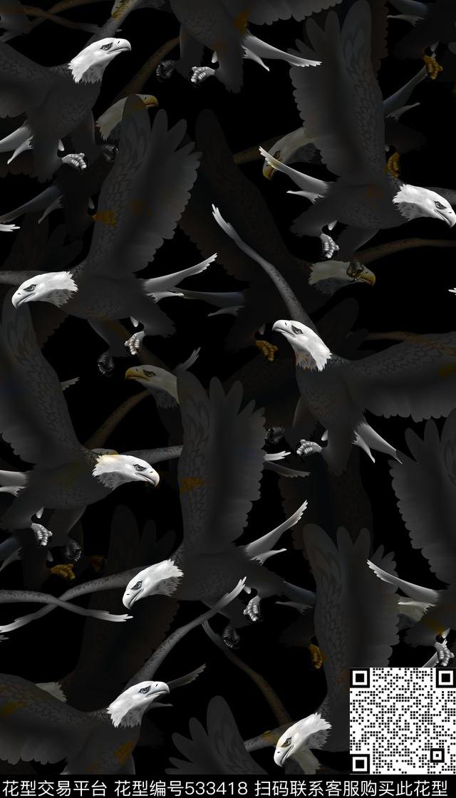 潮流时尚动物鹰数码印花华亿平台下载（图片编号: 533418） - 瓦栏（Walan）