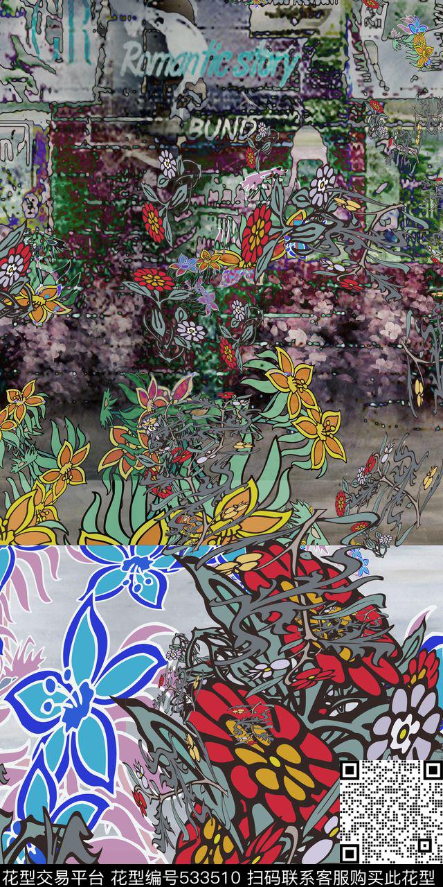 2016春夏新款定位花花卉数码印花华亿平台下载（图片编号: 533510） - 瓦栏（Walan）