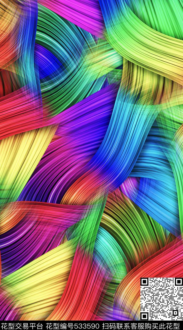 创意炫彩条纹数码印花华亿平台下载（图片编号: 533590） - 瓦栏（Walan）