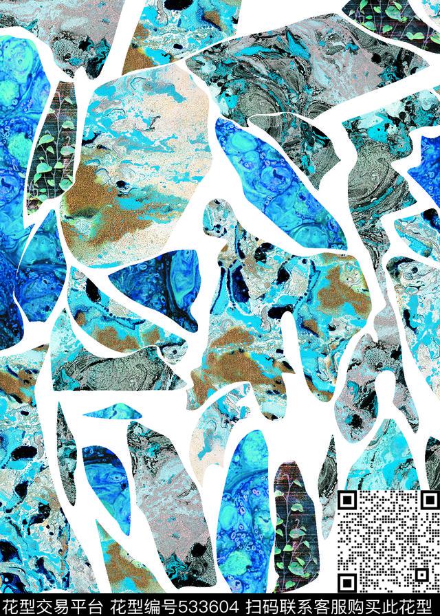 石头纹树叶乱方块数码印花华亿平台下载（图片编号: 533604） - 瓦栏（Walan）