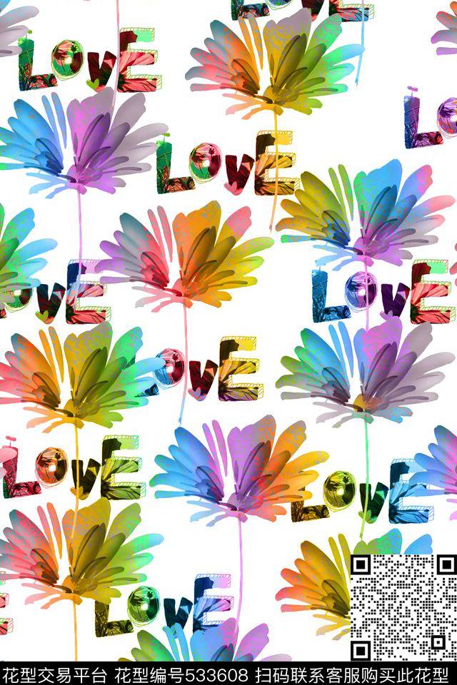 创意服装面料创意图案设计花卉数码印花华亿平台下载（图片编号: 533608） - 瓦栏（Walan）
