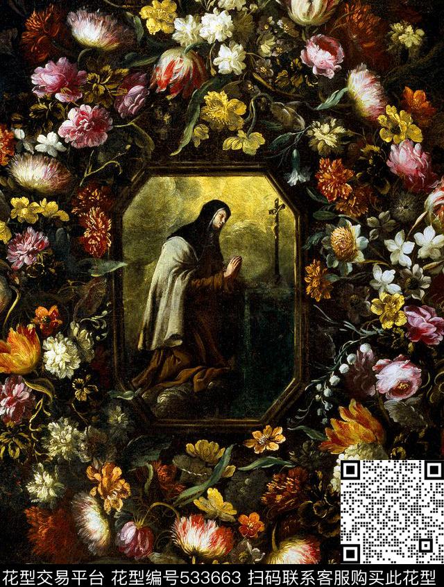 油画花卉油画花卉写实独幅牡丹时尚欧美玫瑰耶稣信仰数码印花华亿平台下载（图片编号: 533663） - 瓦栏（Walan）