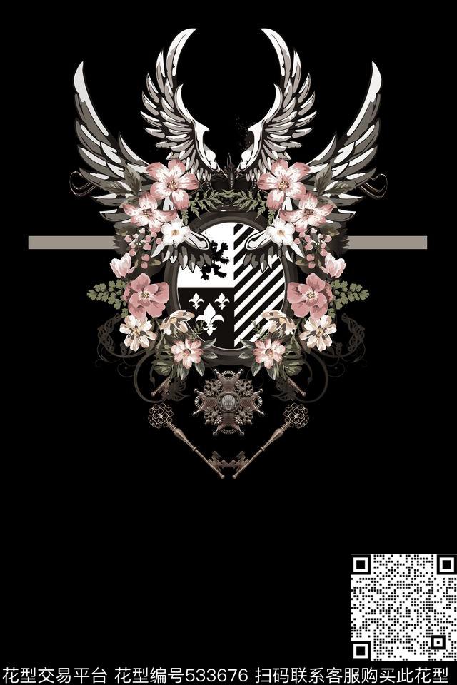 t恤华亿平台潮流翅膀数码印花华亿平台下载（图片编号: 533676） - 瓦栏（Walan）