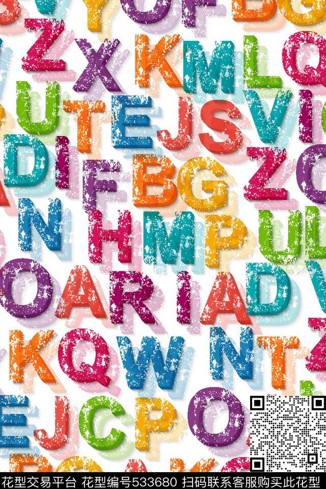 卡通雪花字母数码印花华亿平台下载（图片编号: 533680） - 瓦栏（Walan）