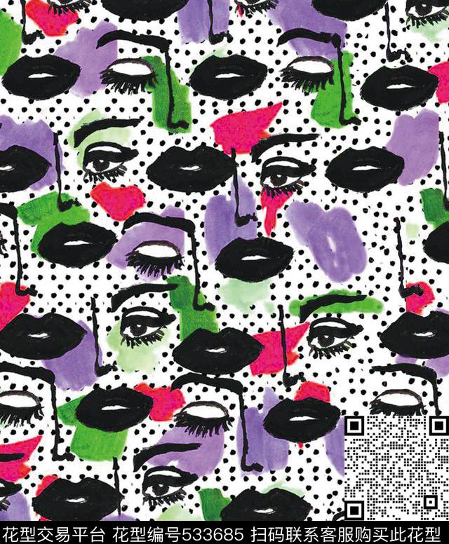 原创时尚绘画数码印花华亿平台下载（图片编号: 533685） - 瓦栏（Walan）