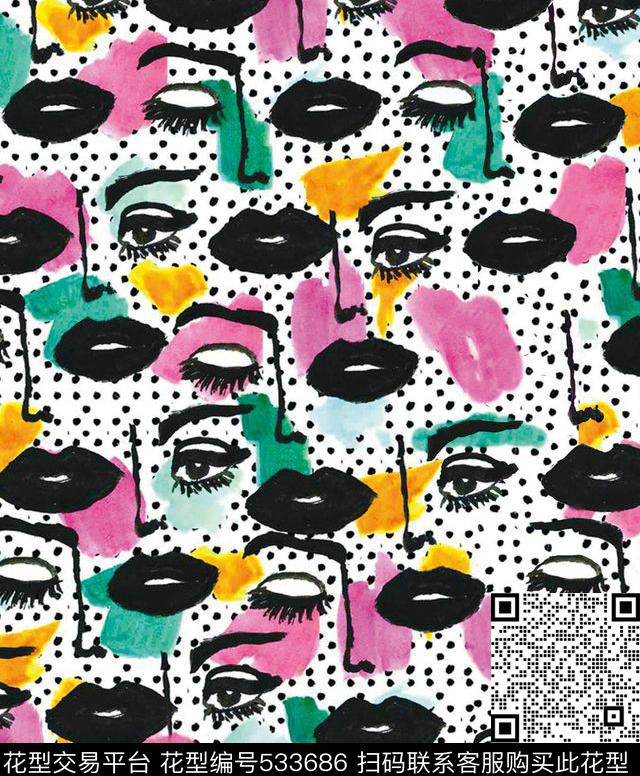 原创时尚绘画数码印花华亿平台下载（图片编号: 533686） - 瓦栏（Walan）
