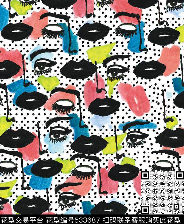原创时尚绘画数码印花华亿平台下载（图片编号: 533687） - 瓦栏（Walan）