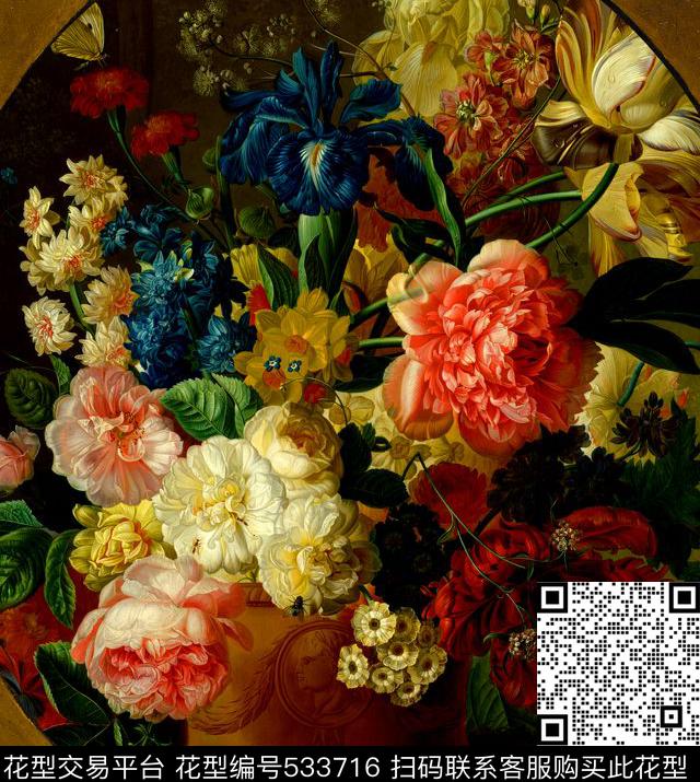 油画花卉油画花卉写实独幅牡丹时尚欧美玫瑰印象派数码印花华亿平台下载（图片编号: 533716） - 瓦栏（Walan）