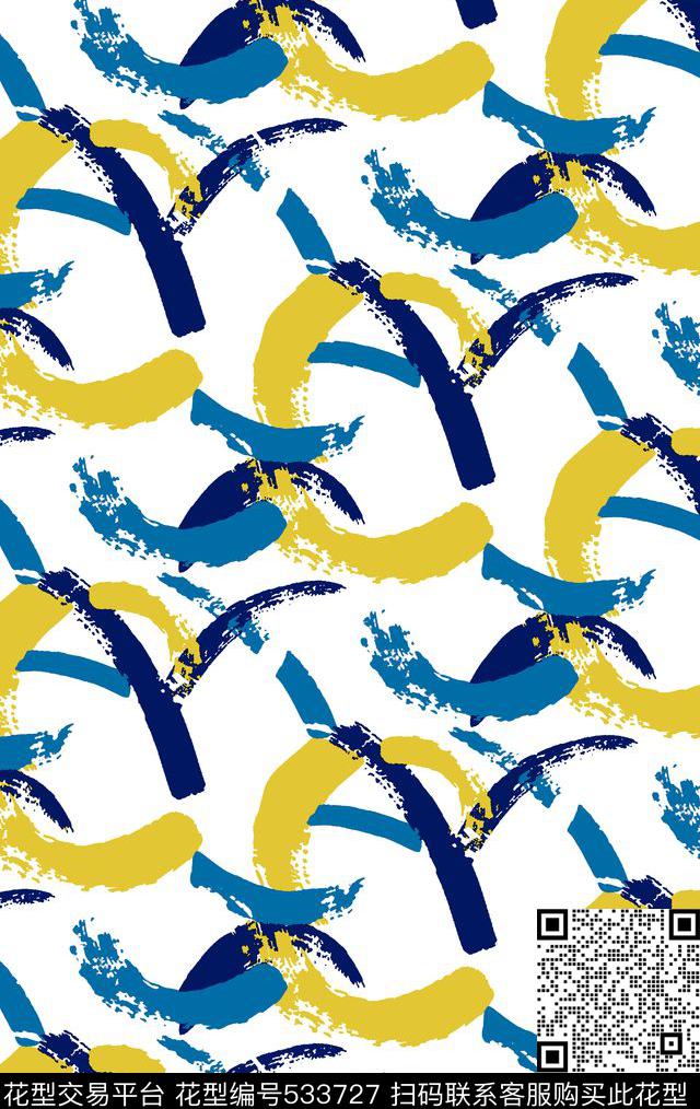 笔刷纹抽象女装传统印花华亿平台下载（图片编号: 533727） - 瓦栏（Walan）
