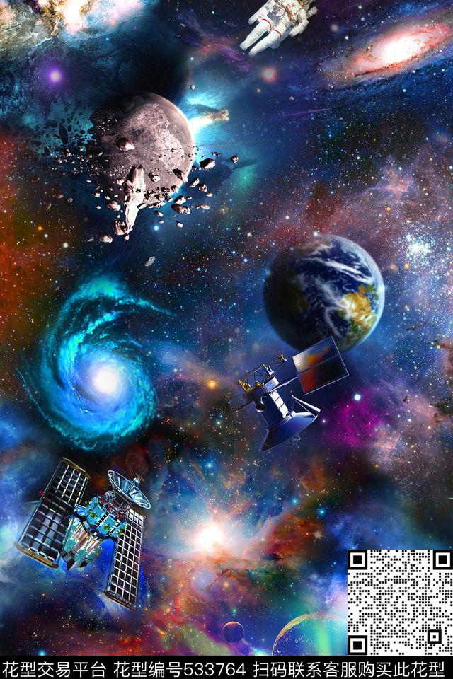 时尚太空宇宙数码印花华亿平台下载（图片编号: 533764） - 瓦栏（Walan）