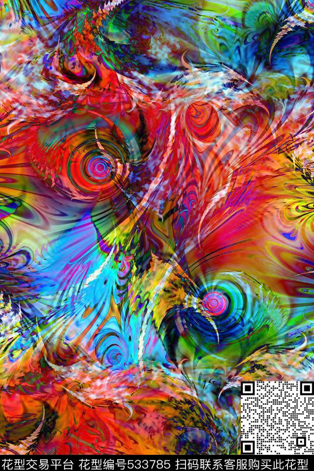 数码油画肌理漩涡数码印花华亿平台下载（图片编号: 533785） - 瓦栏（Walan）