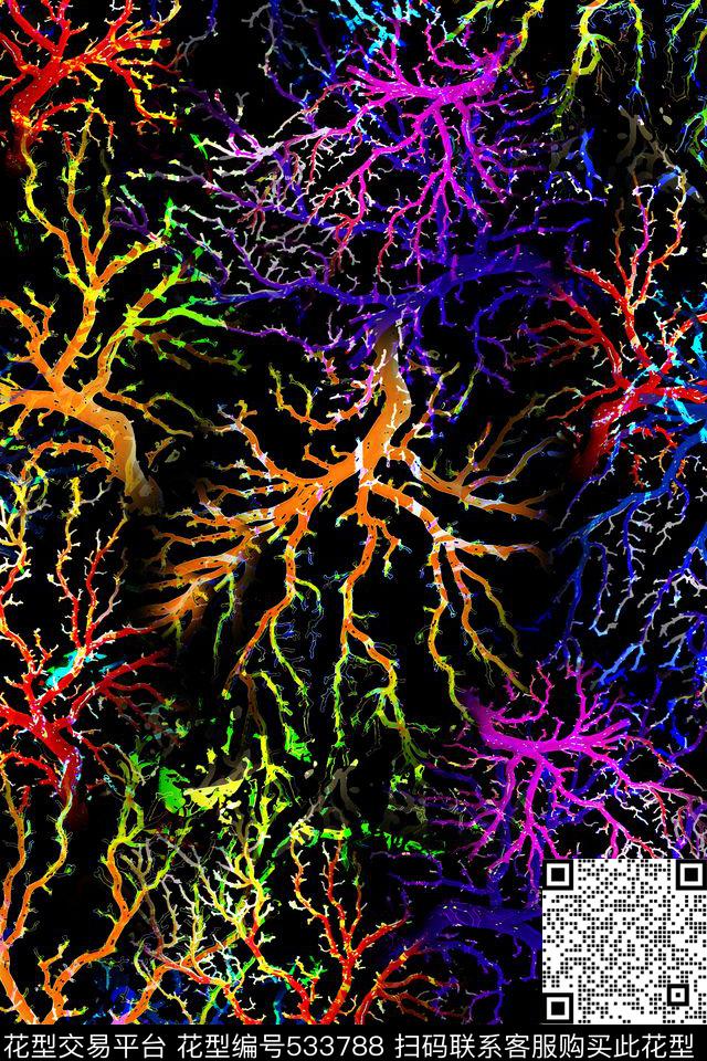 数码珊瑚树枝形状数码印花华亿平台下载（图片编号: 533788） - 瓦栏（Walan）