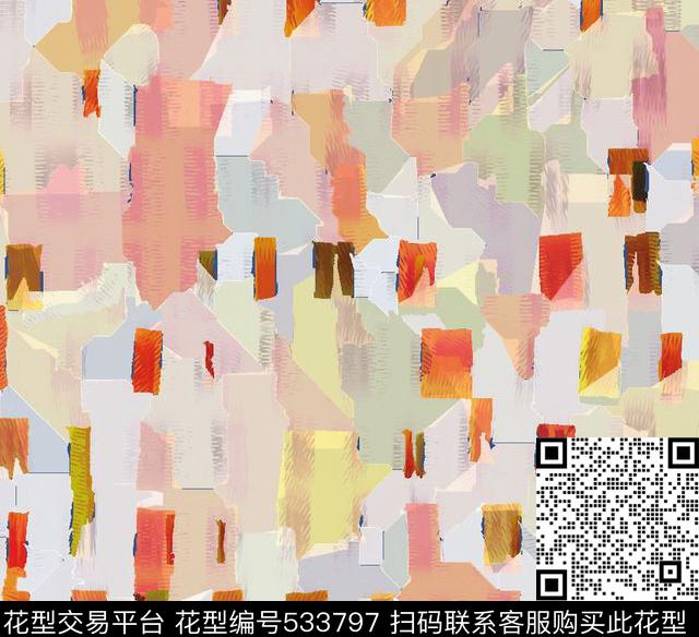 几何渐变块面数码印花华亿平台下载（图片编号: 533797） - 瓦栏（Walan）
