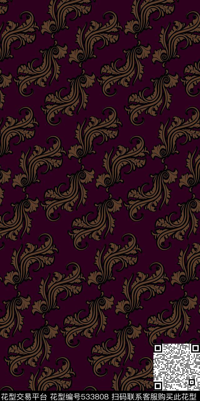 衬衫卷草纹欧式宫廷风传统印花华亿平台下载（图片编号: 533808） - 瓦栏（Walan）