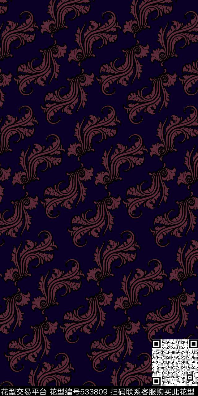 衬衫卷草纹欧式宫廷风传统印花华亿平台下载（图片编号: 533809） - 瓦栏（Walan）