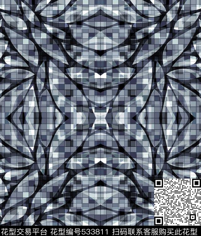 抽象纹理艺术格子传统印花华亿平台下载（图片编号: 533811） - 瓦栏（Walan）