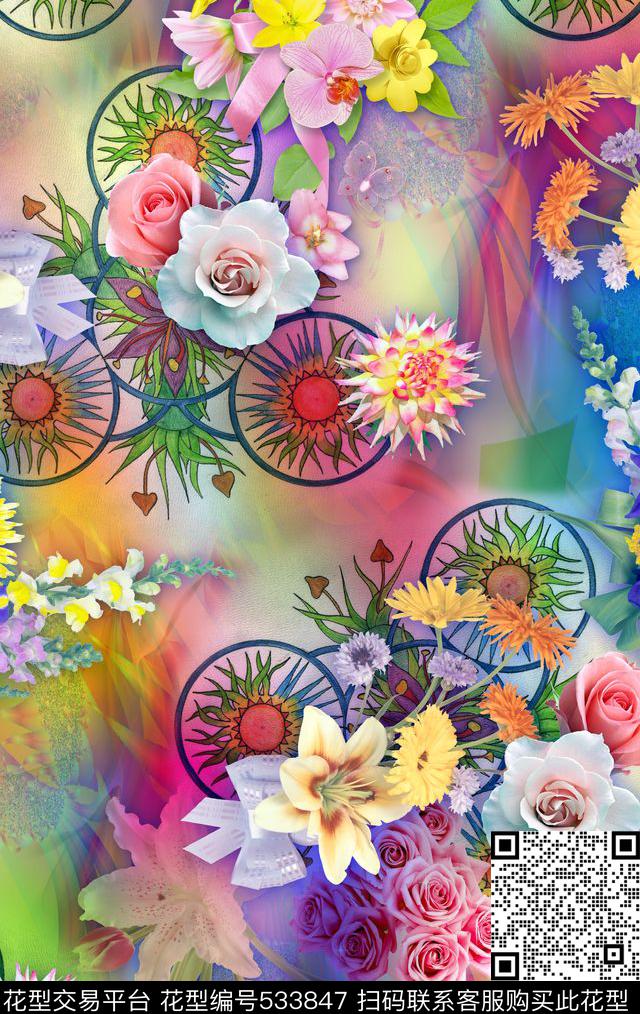 时尚梦幻绚丽数码印花华亿平台下载（图片编号: 533847） - 瓦栏（Walan）