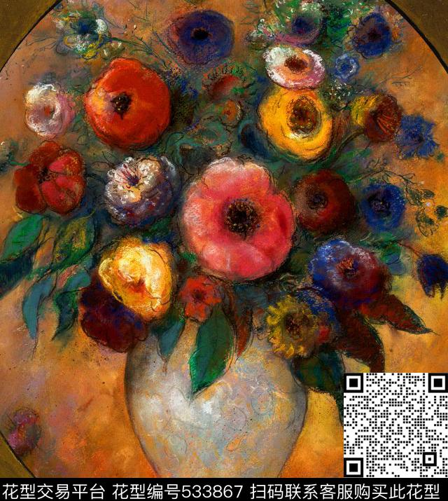 油画花卉油画花卉写实时尚欧美数码印花华亿平台下载（图片编号: 533867） - 瓦栏（Walan）