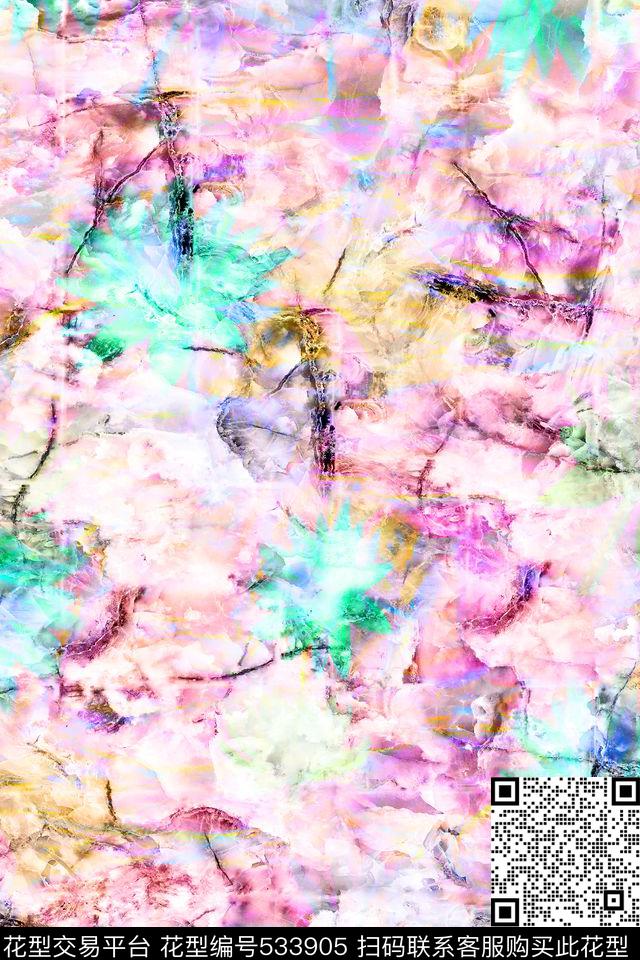 女装矿石纹理线条数码印花华亿平台下载（图片编号: 533905） - 瓦栏（Walan）