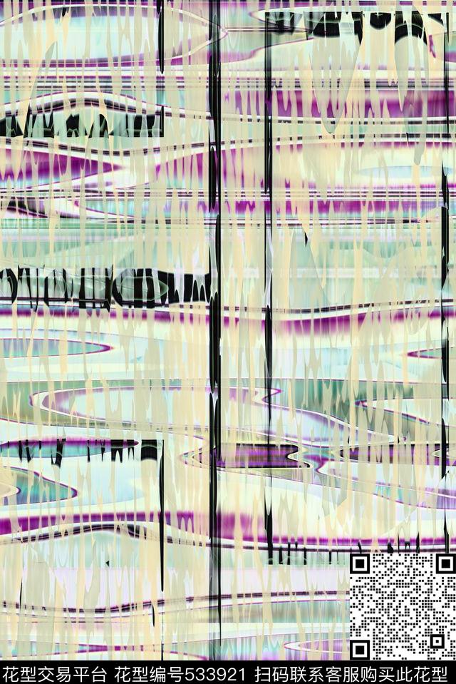 波纹几何狂想数码印花华亿平台下载（图片编号: 533921） - 瓦栏（Walan）