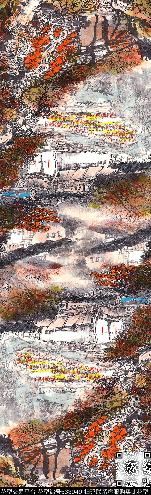 长巾潮流时尚数码印花华亿平台下载（图片编号: 533949） - 瓦栏（Walan）