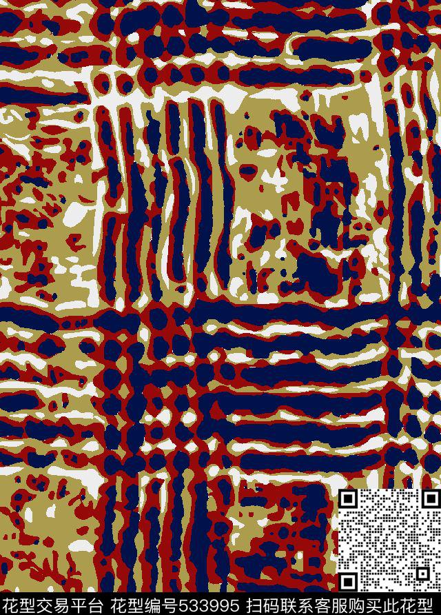 抽象叠色格子传统印花华亿平台下载（图片编号: 533995） - 瓦栏（Walan）