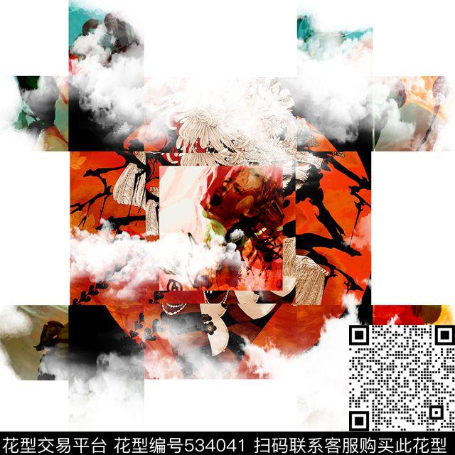 抽像欧式T恤数码印花华亿平台下载（图片编号: 534041） - 瓦栏（Walan）