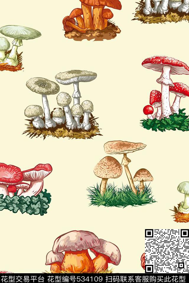 女装手绘卡通蘑菇华亿平台休闲女装手绘卡通蘑菇可爱卡通传统印花华亿平台下载（图片编号: 534109） - 瓦栏（Walan）