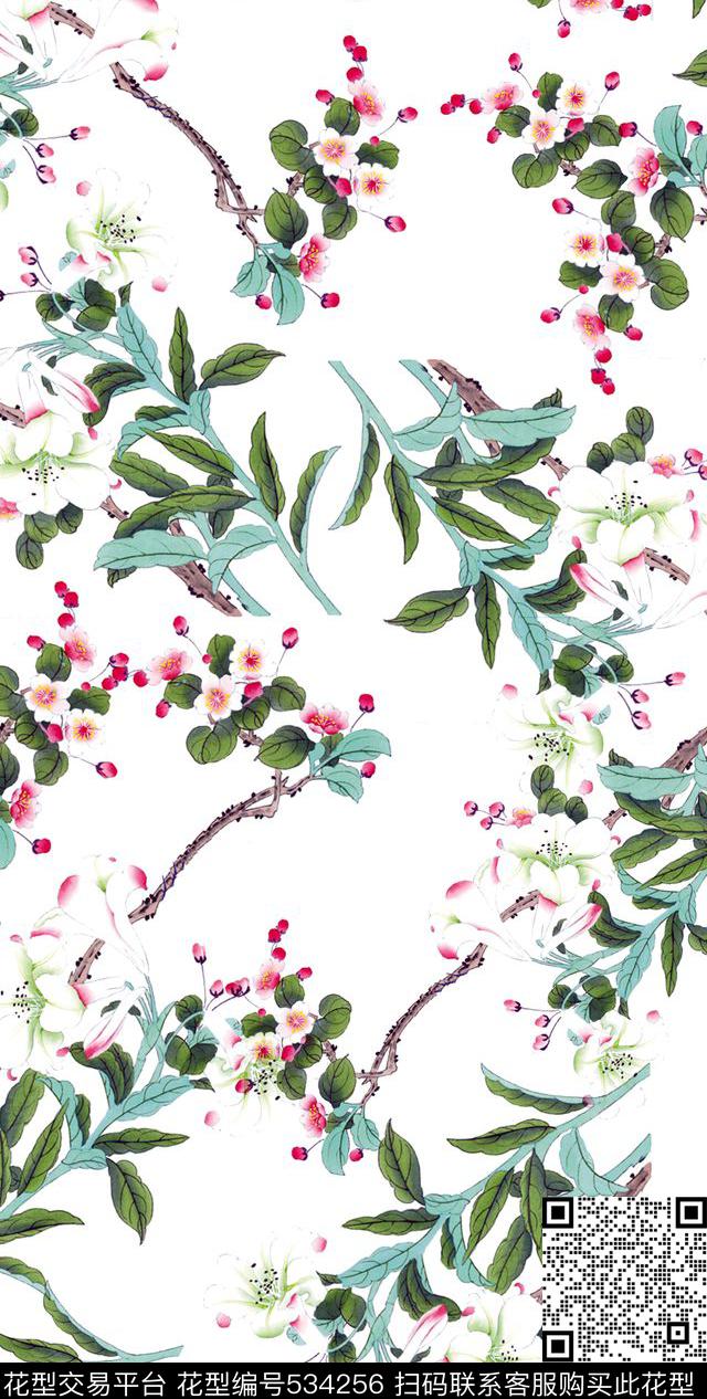 植物传统印花华亿平台下载（图片编号: 534256） - 瓦栏（Walan）