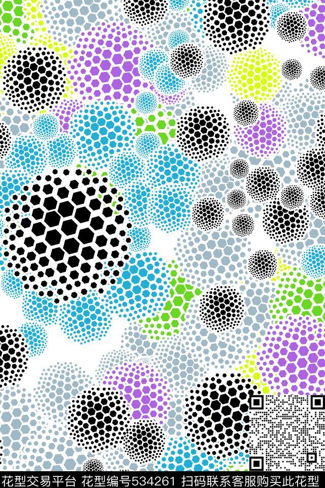 波点几何炫彩传统印花华亿平台下载（图片编号: 534261） - 瓦栏（Walan）