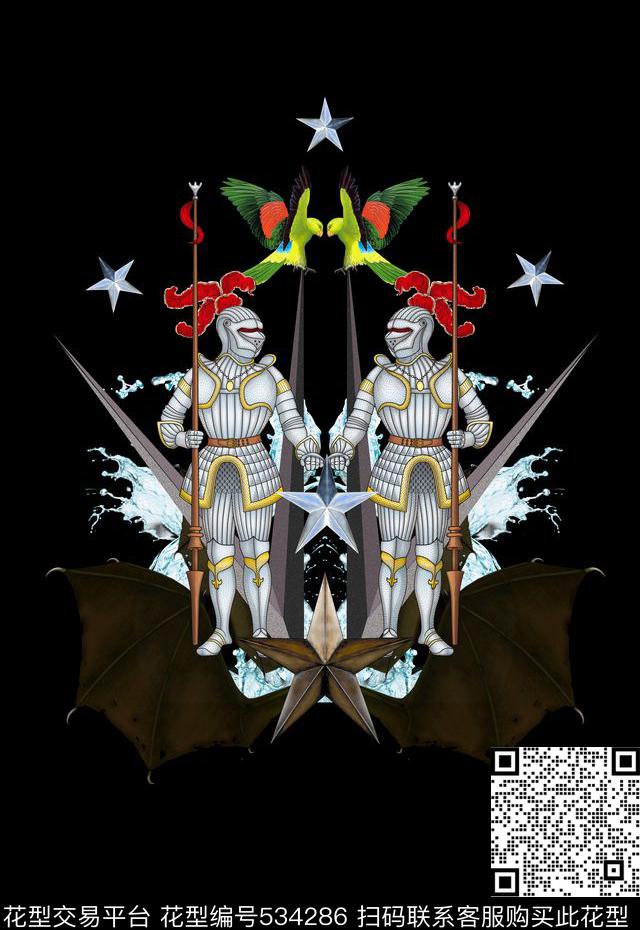 定位武士个性潮流前卫男装数码印花华亿平台下载（图片编号: 534286） - 瓦栏（Walan）