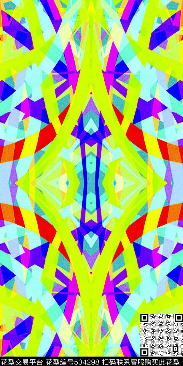 时尚油画抽象线条连衣裙羽绒服卫衣数码印花华亿平台下载（图片编号: 534298） - 瓦栏（Walan）