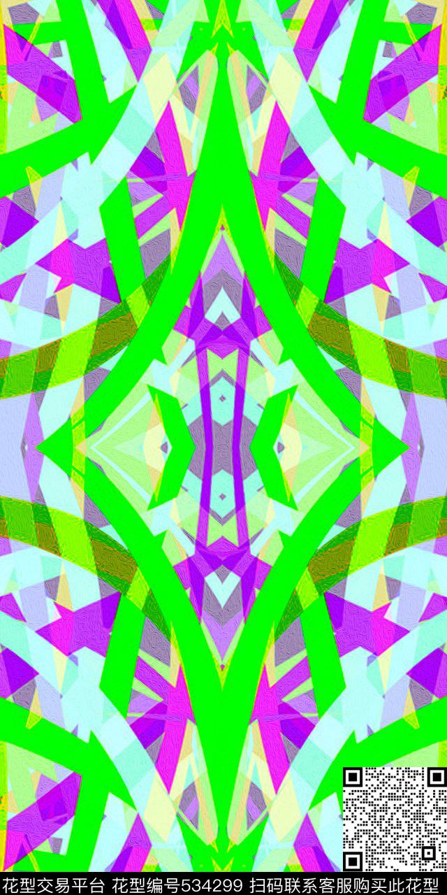 时尚油画抽象线条连衣裙羽绒服卫衣数码印花华亿平台下载（图片编号: 534299） - 瓦栏（Walan）