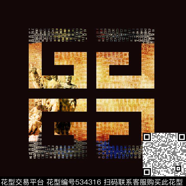 雕像T恤方格抽象印花华亿平台下载（图片编号: 534316） - 瓦栏（Walan）