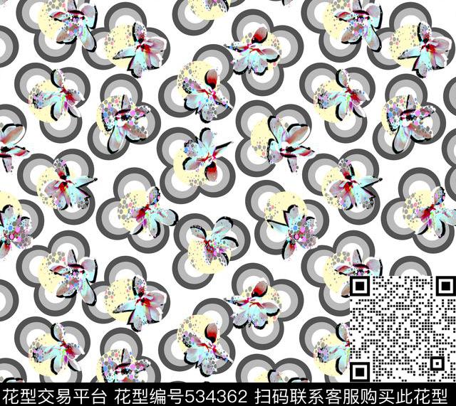 迷幻现代时尚白玉兰波点圆点圆圈几何斑点叠加数码印花华亿平台下载（图片编号: 534362） - 瓦栏（Walan）