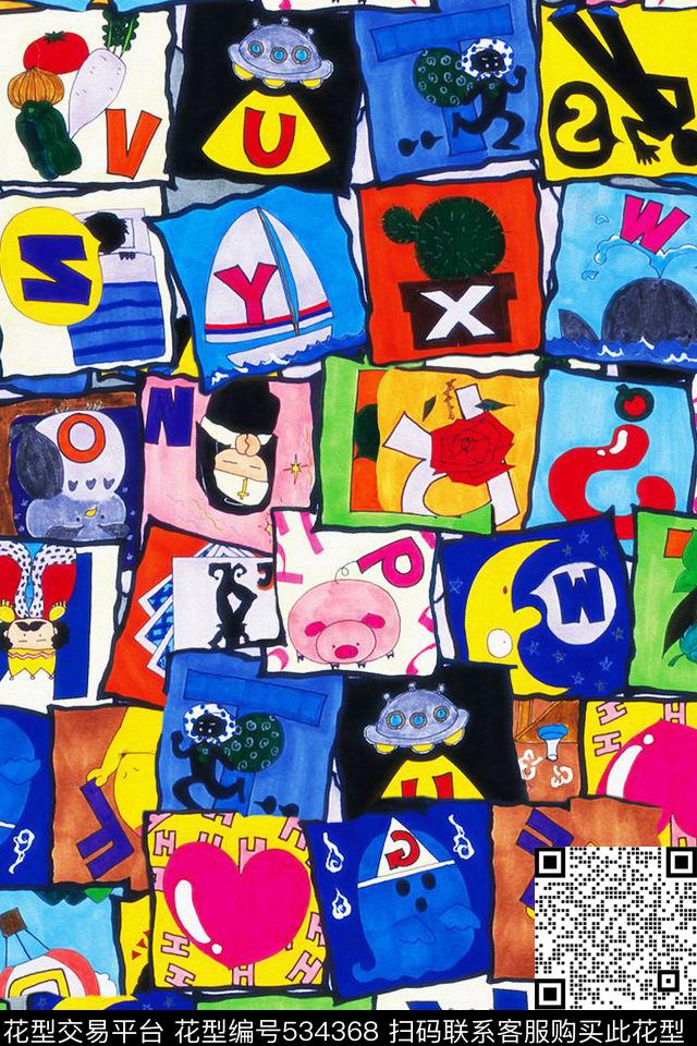 抽象卡通服装面料华亿平台休闲时尚抽象卡通欧美数码印花华亿平台下载（图片编号: 534368） - 瓦栏（Walan）