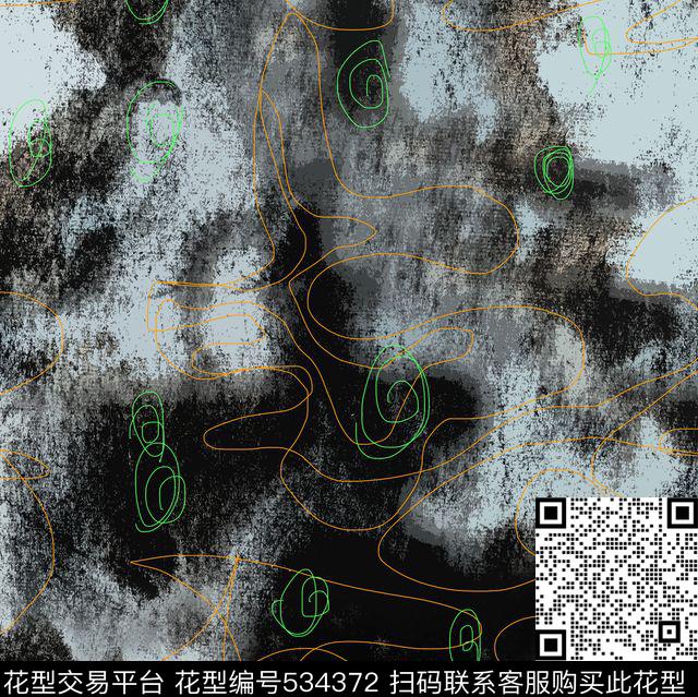 随性抽象色彩数码印花华亿平台下载（图片编号: 534372） - 瓦栏（Walan）