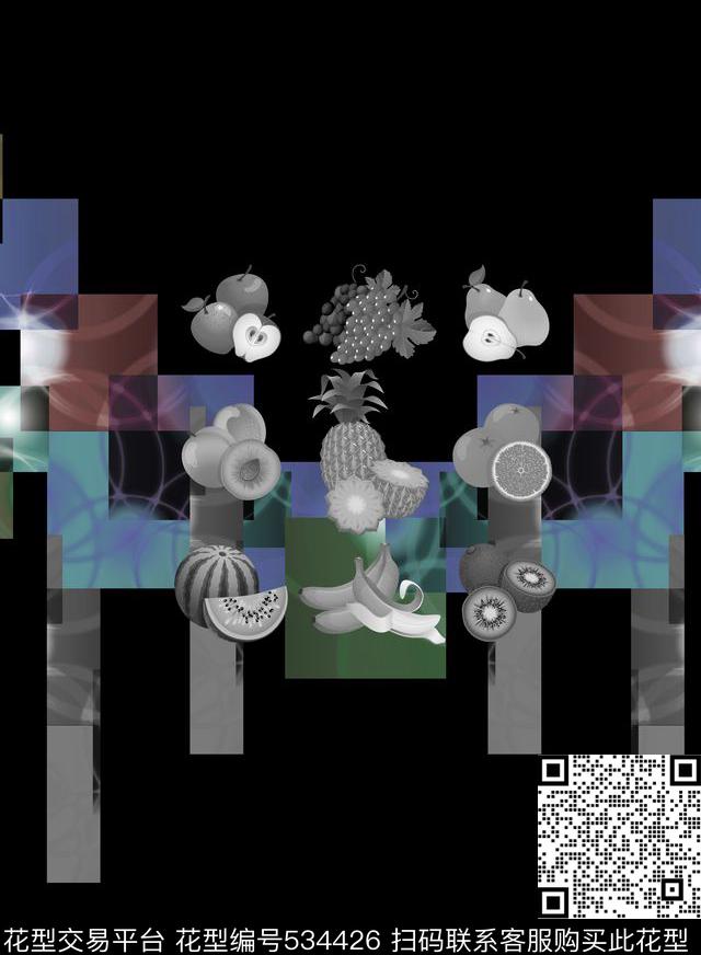 抽象未来元素几何拼块数码印花华亿平台下载（图片编号: 534426） - 瓦栏（Walan）